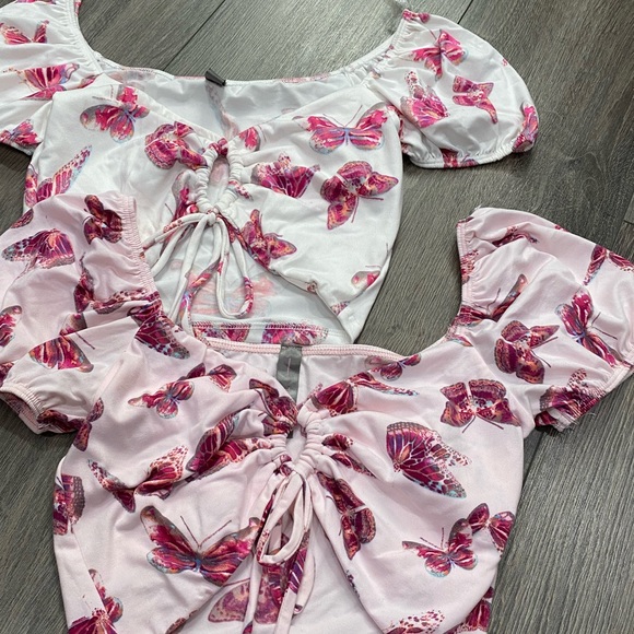 Crop top white pink bundle two tops - Picture 2 of 5